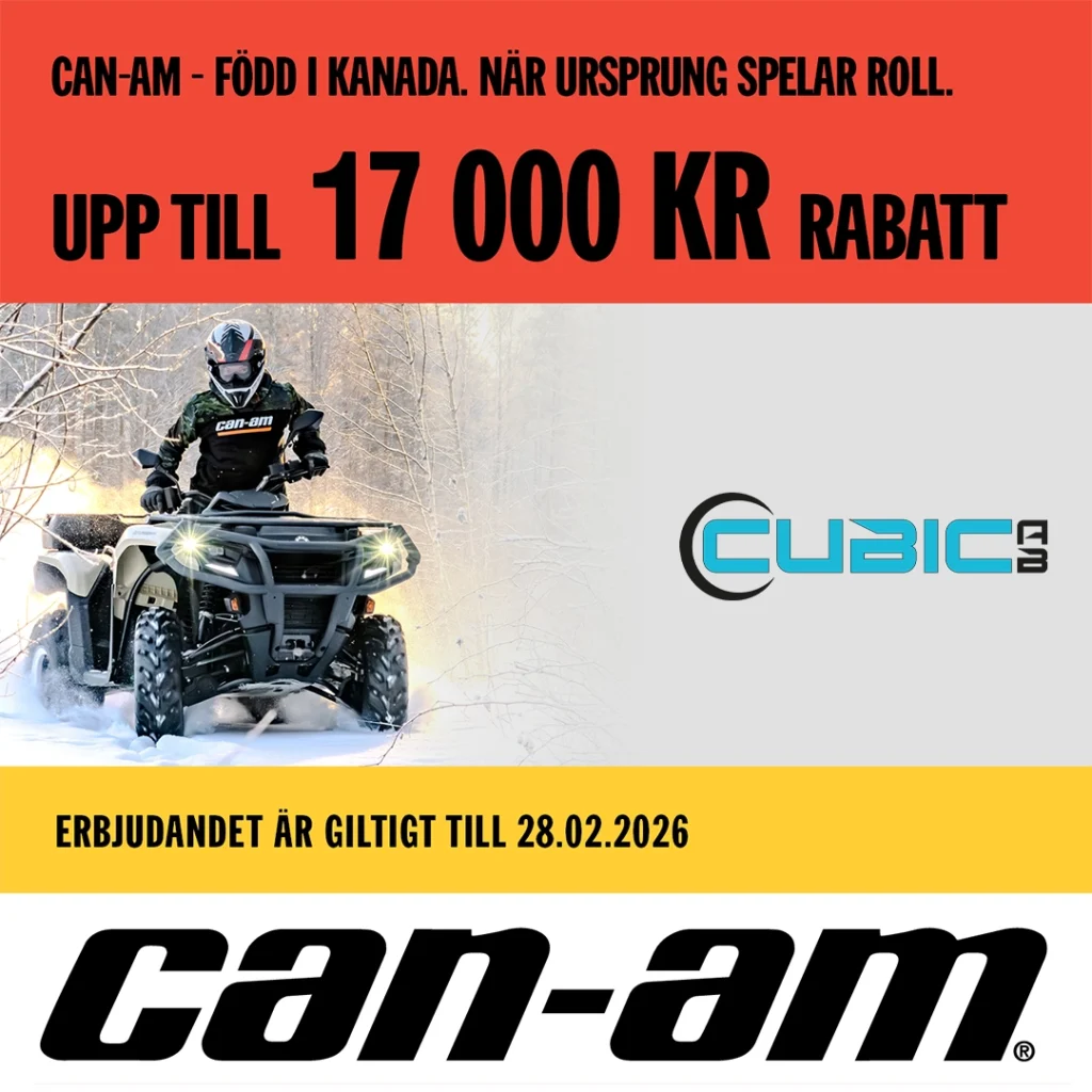 Can-Am Outlander ATV i kampanj med upp till 17 000 kr rabatt på 2025 års modeller hos Cubic